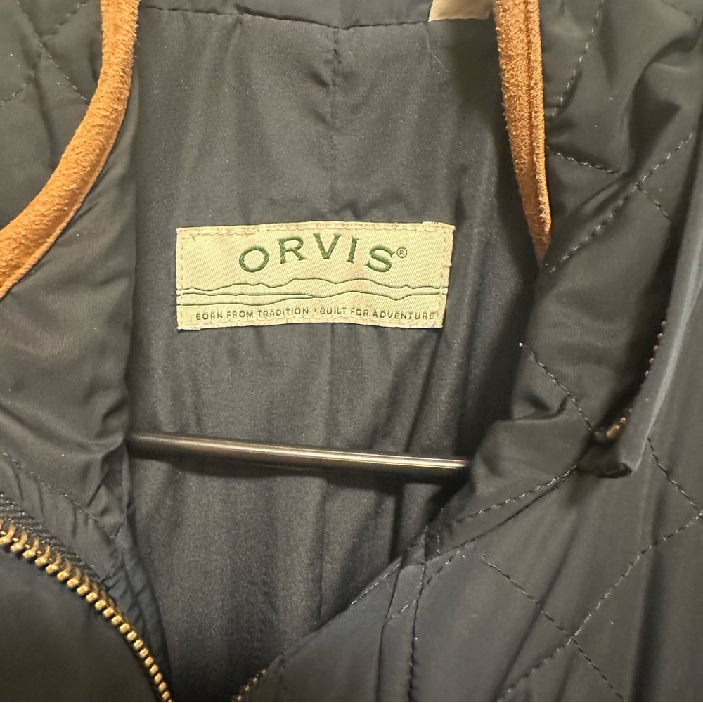 Orvis Quilted Jacket Blue Tan Jacket Size Large - Picture 3 of 8